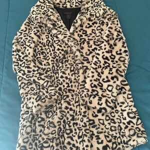 Animal print faux fur coat . Medium